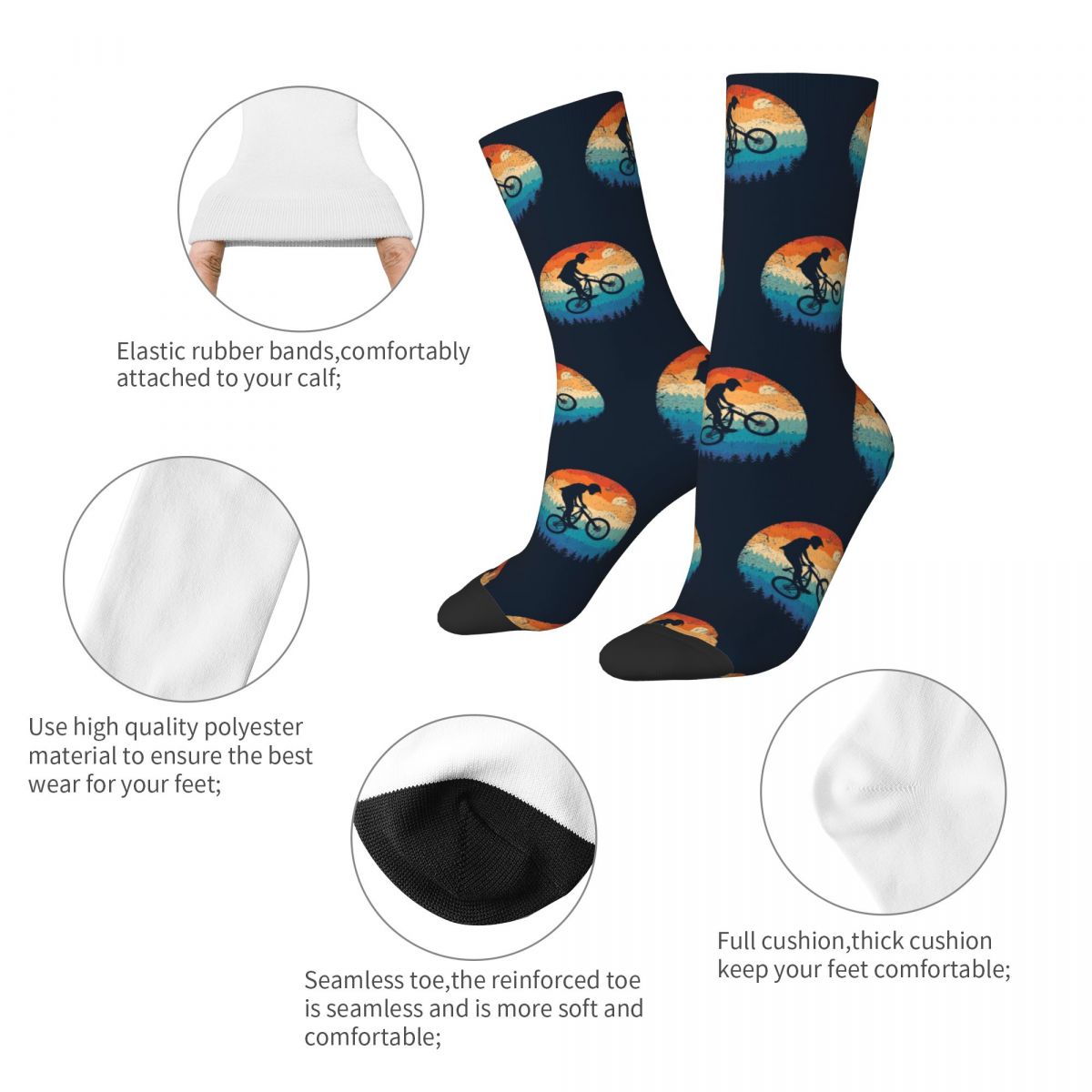 Funny Crazy Sock for Men Mount - Mountain Biking Socks 评论和价格