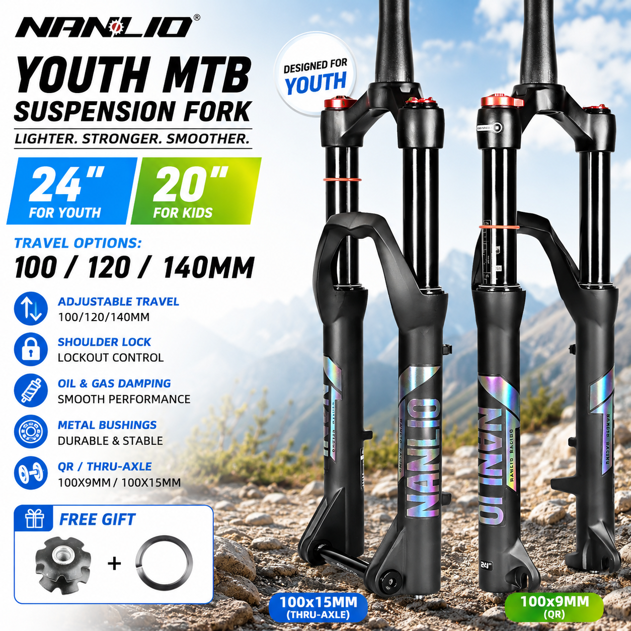 NANLIO Youth MTB Air Suspensio - Mountain Biking Youth 评论和价格